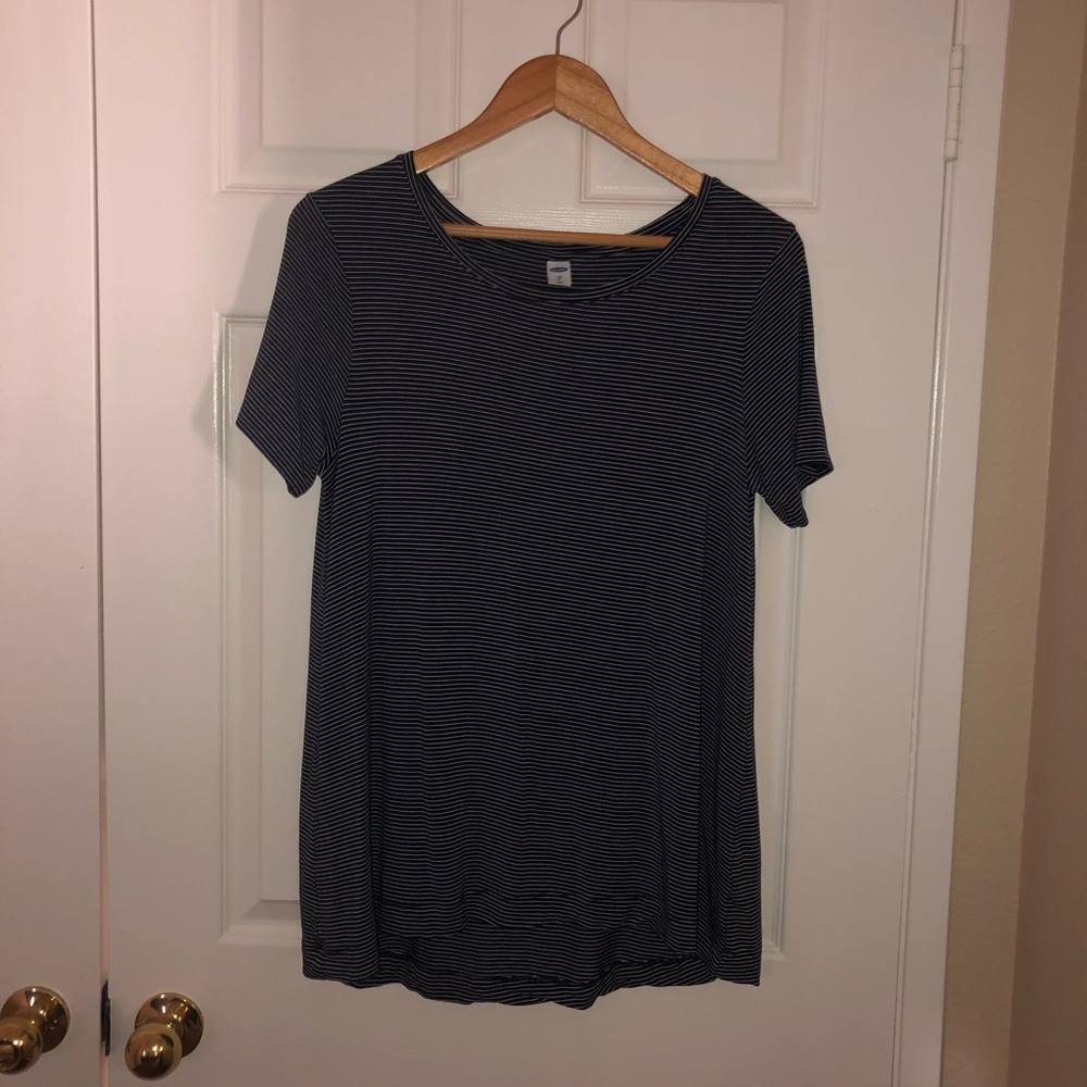 Old Navy Luxe top, navy and white striped M